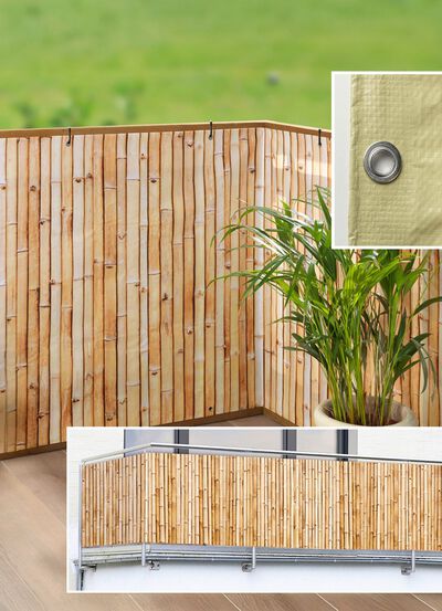 Balkon-zichtbescherming in bamboe-look 