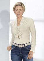 Shirt met extravagante halslijn BEIGE