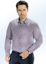 Geruit overhemd "Milano Italy" in 4 kleuren BORDEAUX-MARINE-WIT
