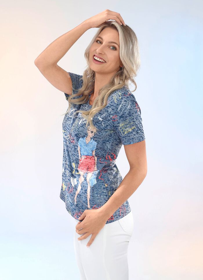 Slim shirt in 2 kleuren BLAUW-KLEURRIJK