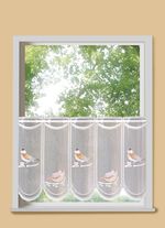 Handgekleurd kort gordijn met doortrekstang 