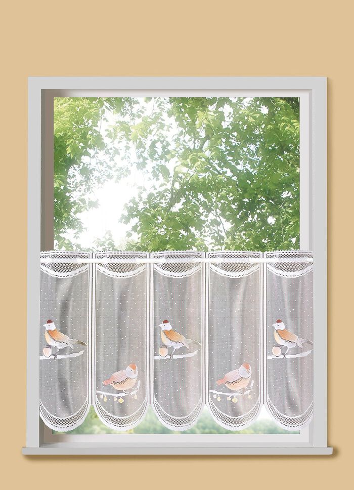 Handgekleurd kort gordijn met doortrekstang 