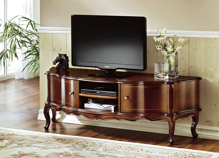 TV-longboard met decoratieve snijversieringen NOTENBOOM