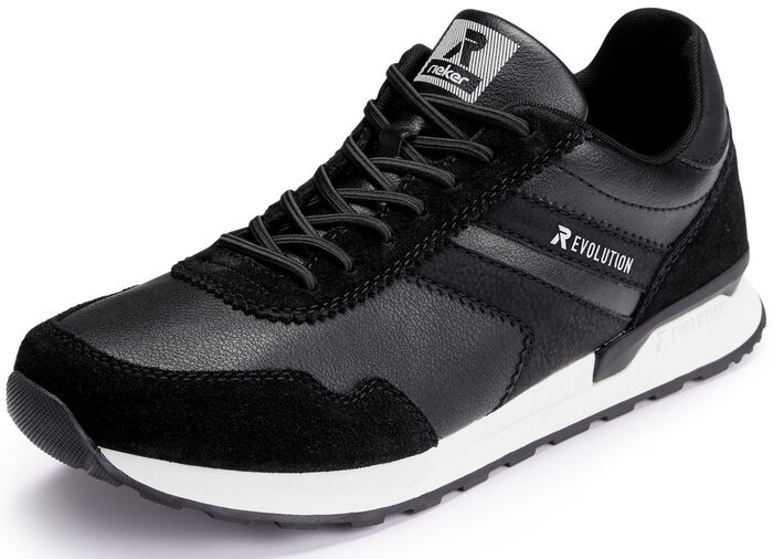 Sneakers met veters en uitneembaar voetbed van textiel ZWART