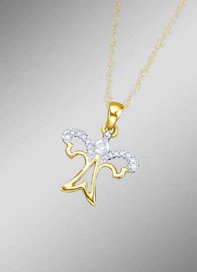 Beschermengelhanger met 15 diamanten 