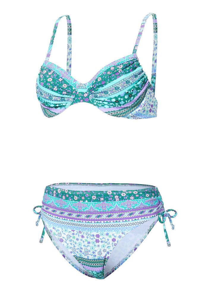 Bikini met beugel, cuploos, kan aan de zijkant aangerimpeld worden 