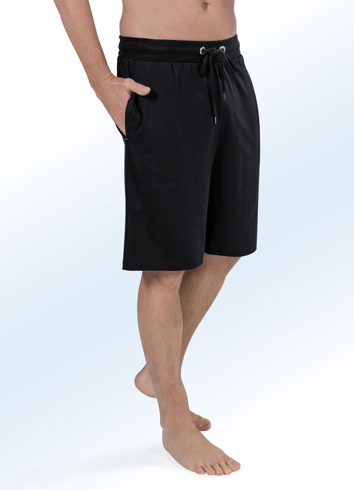 Set met twee pyjama- en vrijetijdsbroeken, knielang 1X ZWART, 1X LICHTGRIJS GEMÊLEERD