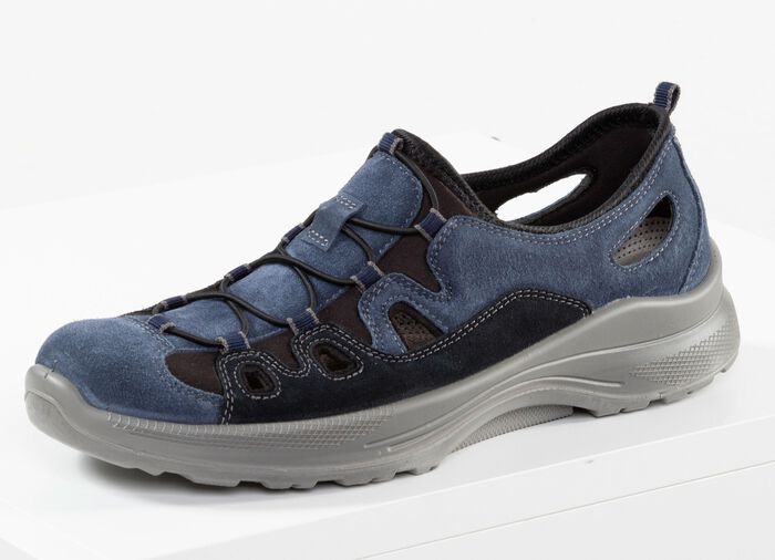 GINO GALANTE pantoffels met elastische decoratieve vetersluiting BLAUW