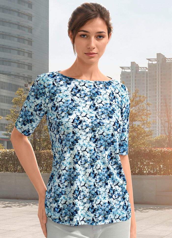 Shirt met platte halslijn 