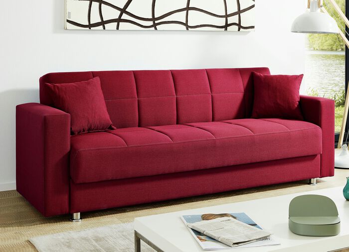 Klick-Klack-bank met decoratief kussen ROOD