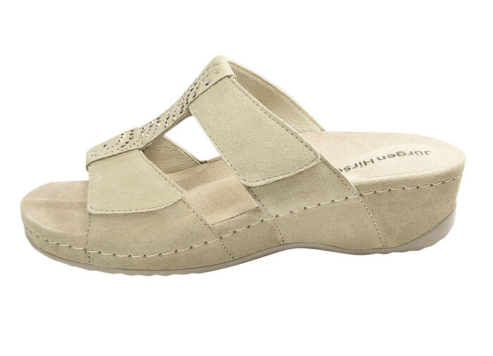 Muiltjes met klittenband van echt leer BEIGE