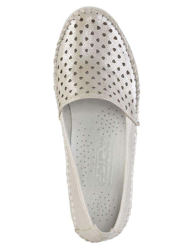 Gemini mocassinpantoffels van zacht, glanzend reli&euml;f nappaleer 