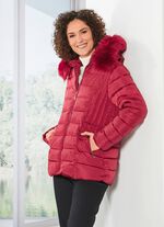 Jas met afneembare kunstbontkraag 