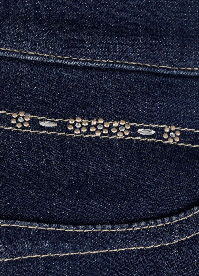 Jeans met subtiele strass-versiering DUNKELBLAU