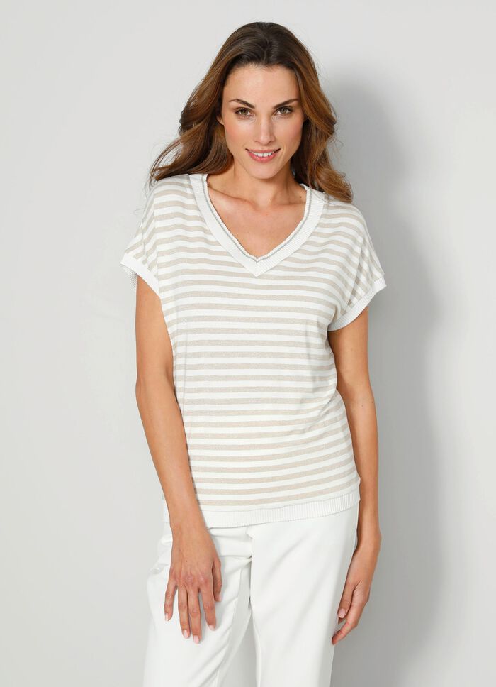 Shirt met decoratieve glanzende garenelementen 