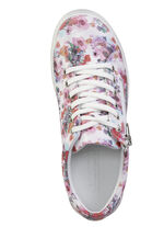 Gemini vetersneakers van gecoat nappaleer met bloemenprint WIT-ROZE