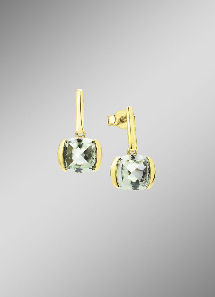 Elegante oorknopjes met echte groene amethist 