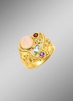 Vergulde damesring met edelstenen 