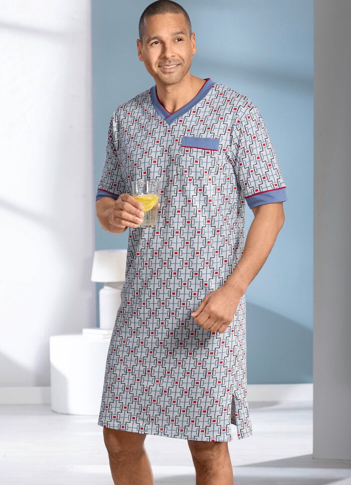 Nachthemd met korte mouwen en V-hals 