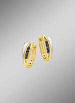 Creolen in twee kleuren met synthetische saffier 