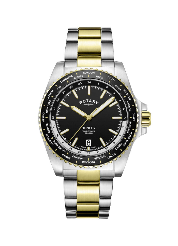 Quartz herenhorloge Rotary World Timer 