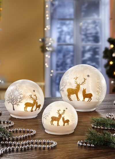 Glazen LED-bollen, set van 3 