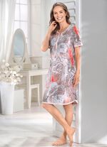 Nachthemd tot op de knie met knoopsluiting en korte mouwen 