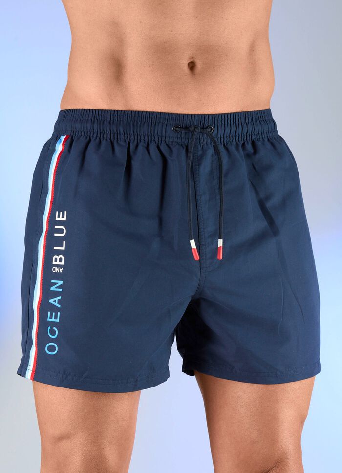 Zwemshort met gestreepte rand, microvezel 
