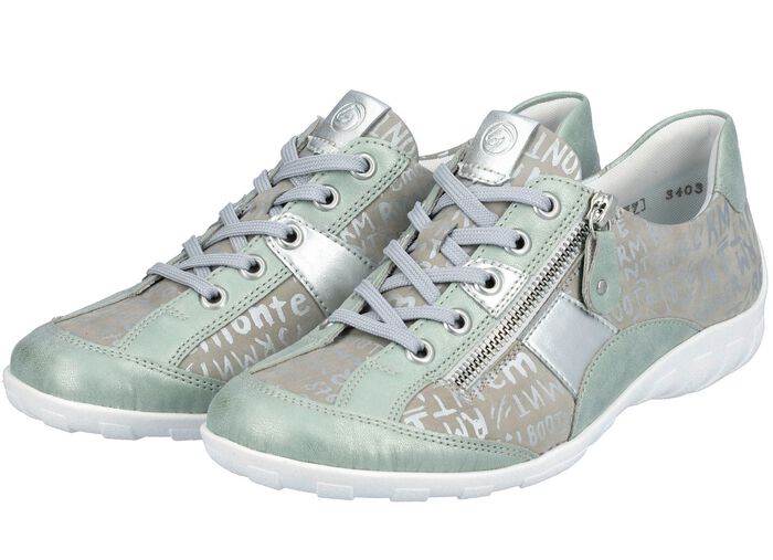 Remonte sneakers met bedrukte rand MINT-ZILVERGRIJS