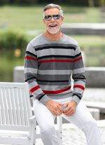 Modieuze ronde hals trui in 2 kleuren GRAU-SCHWARZ-ROT