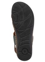 ELENA EDEN sandaal van nappaleer met contrasterende bies PETROLBLAUW