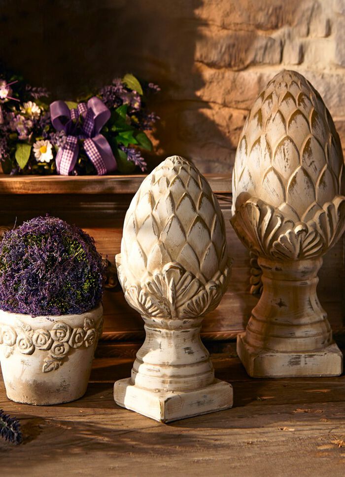 Dennenappels van keramiek, set van 2 