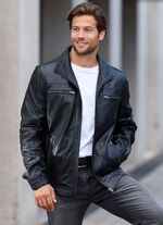 Kort leren jack met binnenzakken 