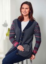 Cardigan in een mix van patronen MARINE-ROOD-CR&Egrave;ME
