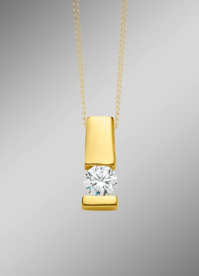 Elegante hanger in geel goud met diamant 