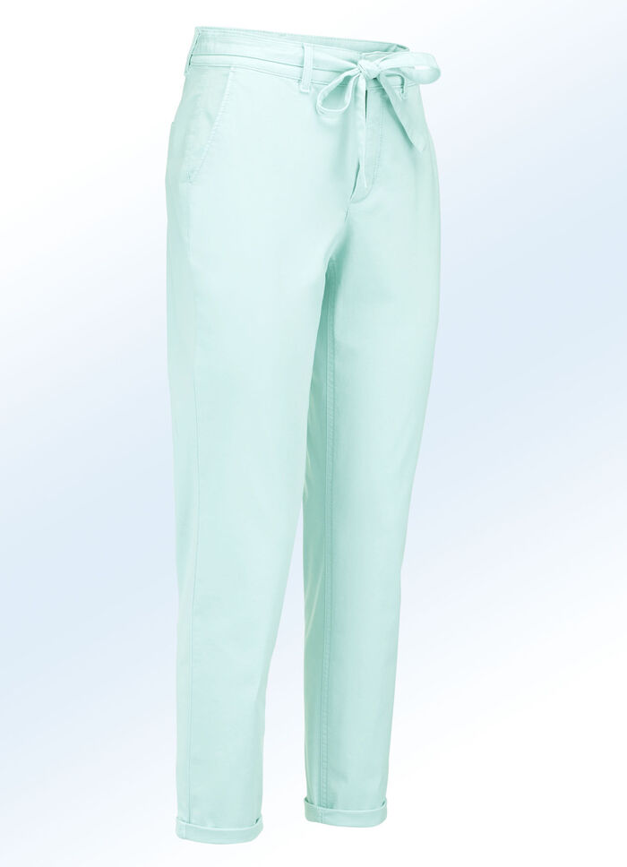 Broek in trendy chinovorm JADEGROEN