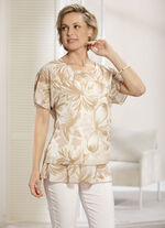 Dubbellaags overhemd in 2 kleuren LICHTBRUIN-BEIGE-ECRU