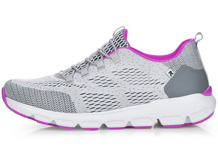 Rieker sneakers met elastische decoratieve vetersluiting GRIJS-ROZE