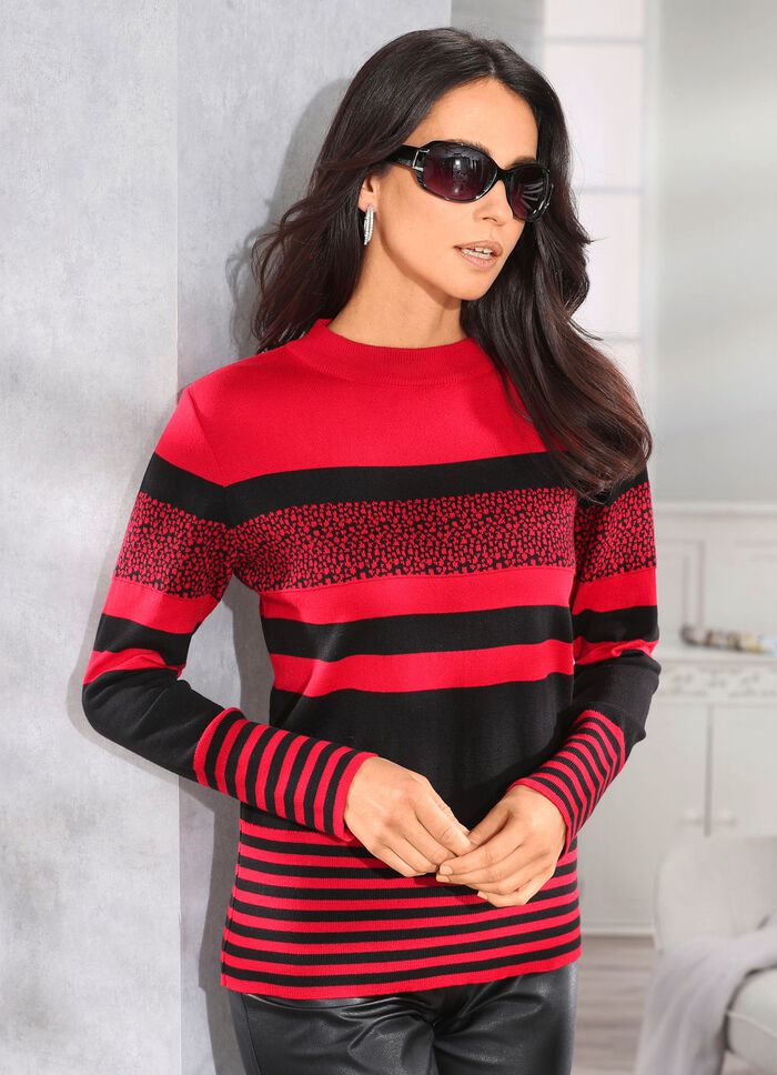 Trui in een strepenpatroonmix ROOD-ZWART