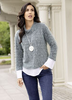 Trui in 2-in-1-look SMARAGDGROEN-ZWART-GROEN-WIT