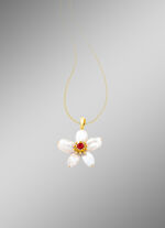 Kettinghanger met granaat en Keshi-parels 