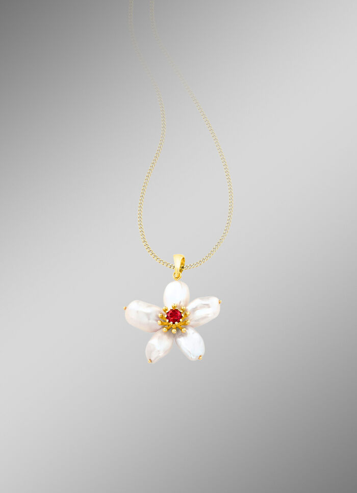 Kettinghanger met granaat en Keshi-parels 