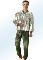 Pyjama met all-overmotief, V-hals en manchetten ECRU-OLIJF