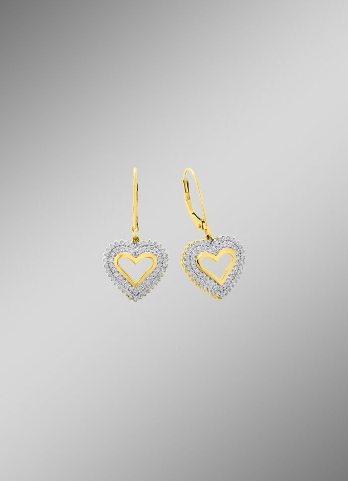 Hartvormige oorbellen met diamanten 