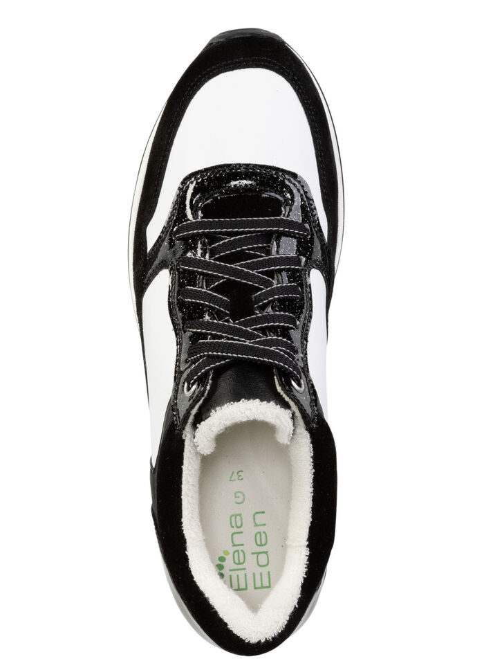 ELENA EDEN sneakers van nappa en suède ZWART-WIT