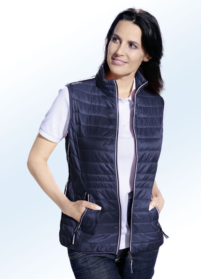 Functioneel vest met contrasterende biezen MARINE