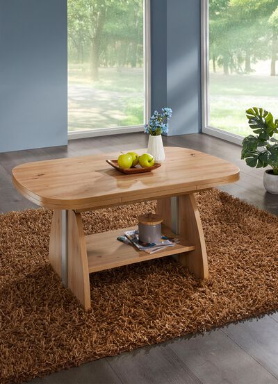 In hoogte verstelbare en uitschuifbare salontafel met liftmechanisme 