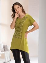 Lang shirt met verlaagde schouders PISTACHE