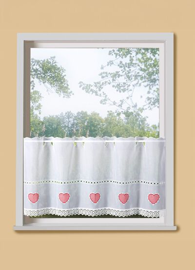 Korte blind met macram&eacute; afwerking en roedezak 