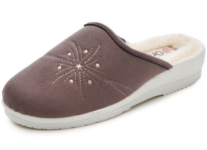 Tweepak warme damespantoffels, breedte H, met wol 